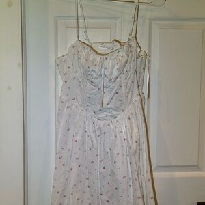 Altar'd State White Dress with Pink Floral Design